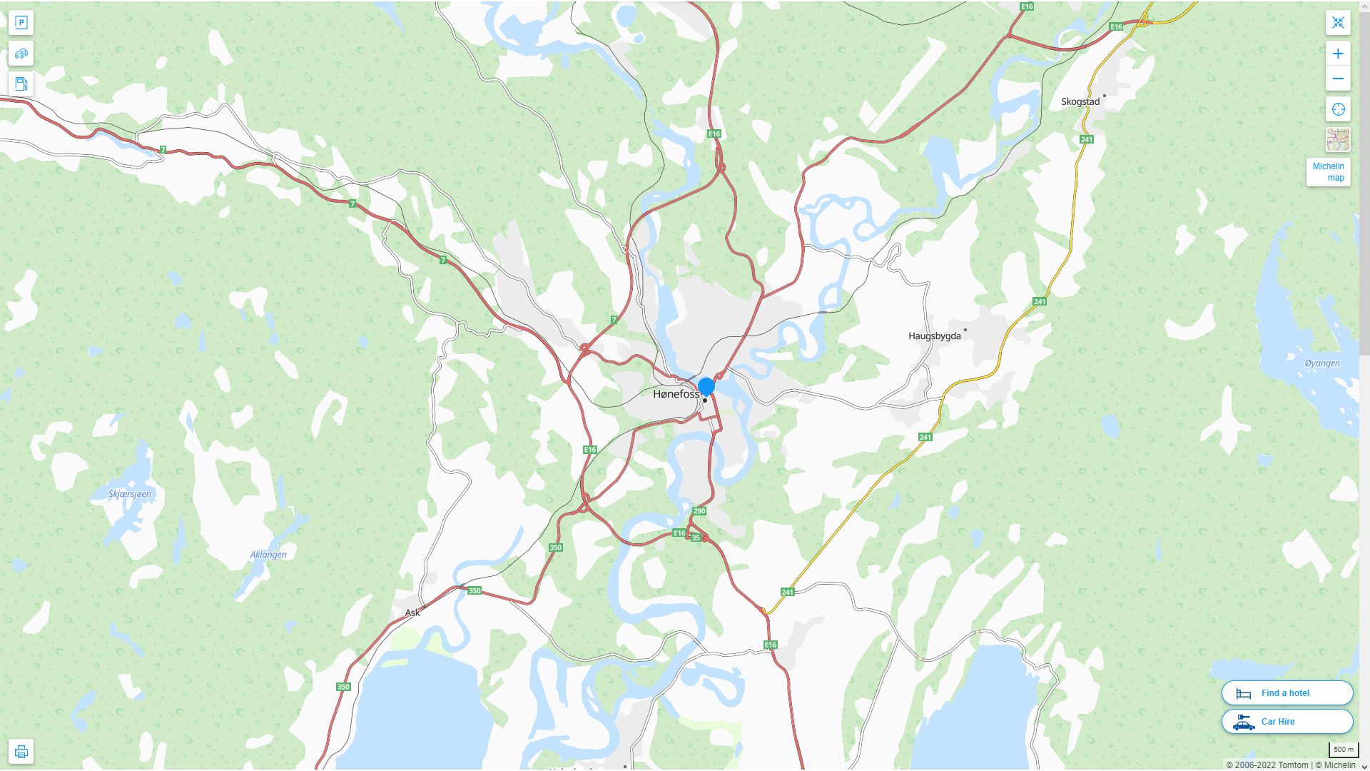 Honefoss Norvege Autoroute et carte routiere